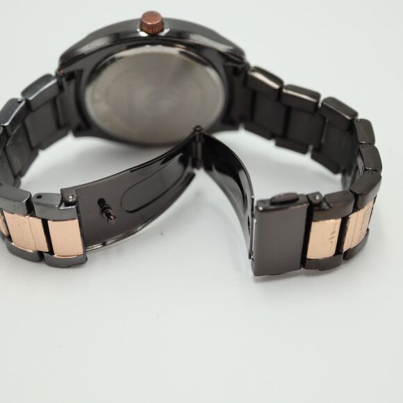 Charming Charlie Womens Two Tone Watch 39mm Black Rose Gold Tone w New Battery - Picture 13 of 14